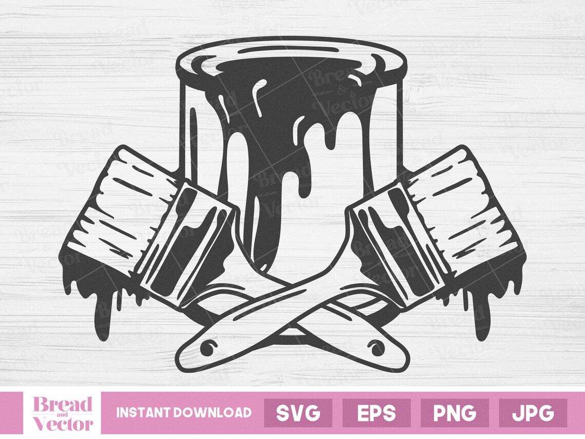 Dripping Paint Bucket and Brush Svg Dripping Paint and Paint Etsy
