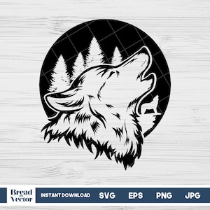 Howling Wolf Svg | Lone Wolf Svg | Forest Wolf Svg | Howling Wolf Design Cut File | Wolf Clipart Design Svg | Howling Wolf Tshirt Design