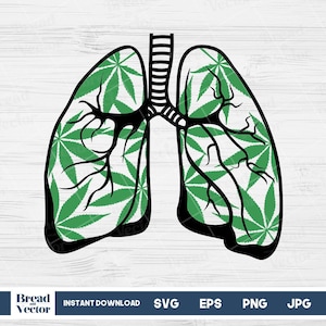 May include: Black and green silhouette of a pair of lungs with a marijuana leaf pattern.