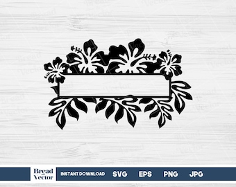 Hibiscus Flower Name Badge Svg, Gumamela Clipart (Digital Files)