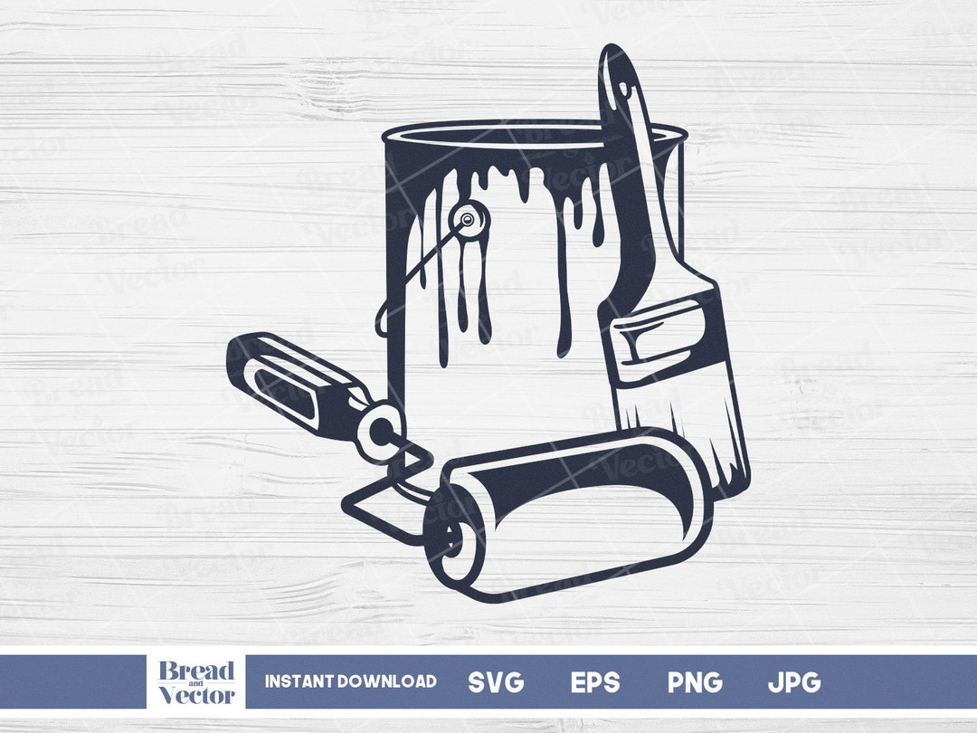 Dripping Paint Bucket Brush and Roller Svg Dripping Paint and Paint