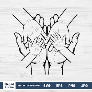 Family Hands Svg, Mother, Father, Children&#39;s Hands Svg Cut File for Silhouette, Cricut, Tshirt Sublimation, Digital Download, Png, Jpeg, Eps
