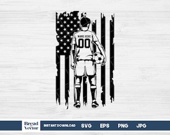 Personalisierter US-Fußballspieler SVG: Patriotic Design Schnittdatei (Digital Download)
