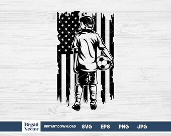 Fußballer mit US Flagge SVG: Patriotisches T-Shirt Design (Digitaler Download)