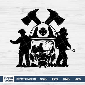 Fire Fighter Svg | Fire Fighter Silhouette Cut File Svg | First Responder Svg | Fireman Clipart Tshirt Design | Digital Download Svg Eps Png