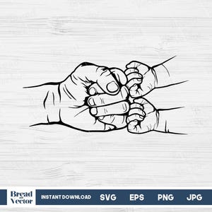 Father And Kids Fist Bump Svg, Father&#39;s Day Fist Bump Clipart, Dad Kids Fist Bump, Design Cut File, Cricut, Silhouette, Digital Download