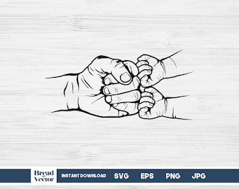 Father and Kids Fist Bump SVG Clipart: Dad Design Cut File (Digital Download)