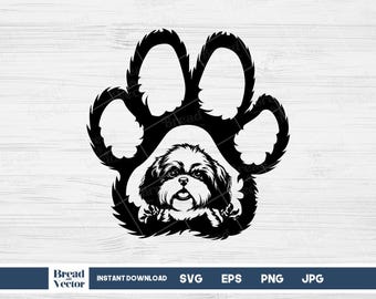 Dog Paw Print SVG: Shih Tzu Design Cut Files (Digital Download)