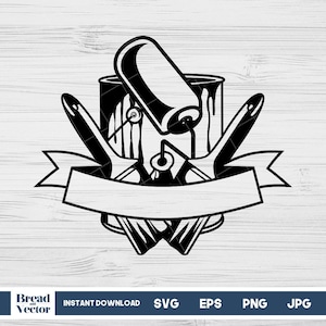 Dripping Paint Bucket And Brush Svg | Dripping Paint And Paint Brush Clipart Svg | Dripping Paint Bucket Sticker Cut File Design Svg Png Jpg
