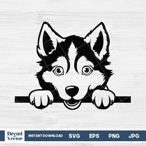 Cute Peeking Husky Puppy Svg, Cute Little Dog Png, Animal Design Cut File For Silhouette, Cricut, Png, Jpeg, Eps, Instant Digital Download