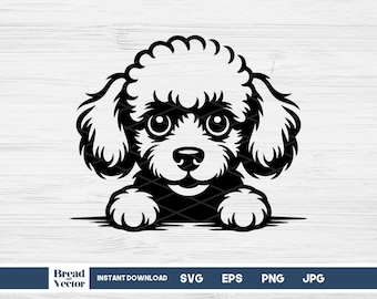 Poodle Dog SVG: Puppy Peeking Design Cut File, T-shirt, Vinyl Transfer, Sticker Decal (Digital Download)