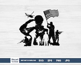 US Army Veteran Silhouette SVG: Military Cut Files (Digital Download)