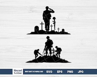 Veteran Soldiers Silhouette SVG: Military Cut Files (Digital Download)