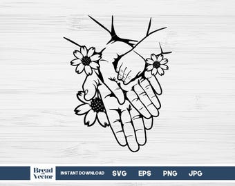 Family Hands Floral SVG: Mother Child Design (Digital Download)
