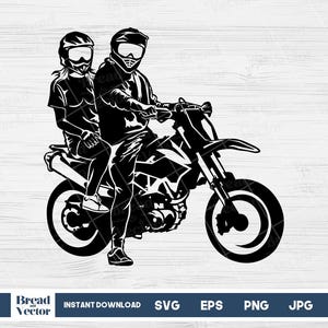 Paar Supermoto Biker Svg, Biker Paar Svg, Paar Moto Rider Svg, Design Cut-Datei, Cricut, Silhouette, digitaler Download