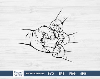 Father and 3 Kids Fist Bump SVG Clipart (Digital Download)