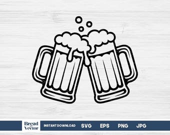 Prost Bierkrüge SVG: Klirrende Biergläser Schnittdatei (Digitaler Download)