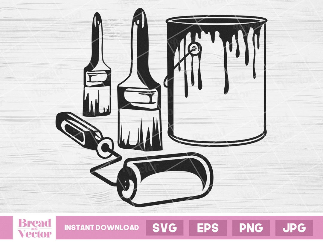 Dripping Paint Bucket Brush and Roller Svg Dripping Paint and Paint