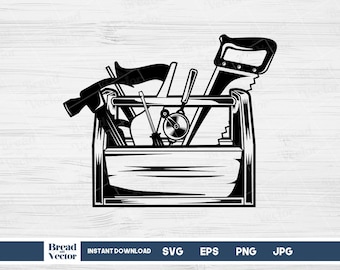 Carpentry Tools SVG: Toolbox, Saw, Hammer Design (Digital Download)