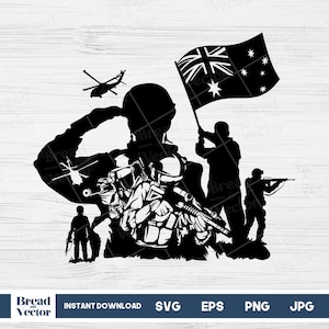 Australian Army Svg | Veteran Soldier | Australian Military Silhouette Svg | Australian Veteran Cut Files Svg | Digital Download