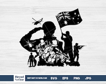 Australian Army Veteran Silhouette: Military SVG Cut Files (Digital Download)