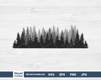 Fir Forest Silhouette SVG: Wilderness Tree Line (Digital Files)