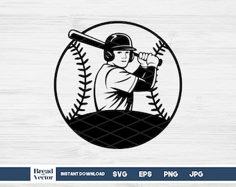 Baseball SVG, Baseball Silhouette Design Cut File, Sports Digital Download