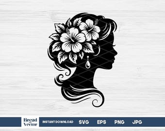 Woman Silhouette SVG, Floral Female Design Cut File (Digital Download)