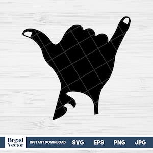 Shaka Waves Silhouette Svg, Hangloose Svg, Waves Svg Clipart Png, Surf Hand Sign Svg, Silhouette Clipart, Design Cut File, Digital Download