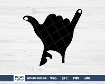 Shaka Sign SVG: Hang Loose Hand Silhouette Clipart (Digital Download)