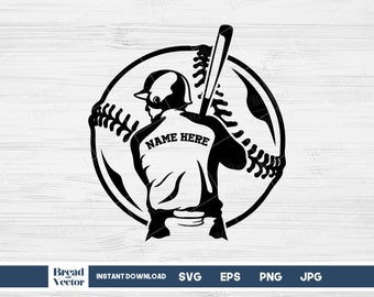 Personalisierter Baseball Spieler SVG-Schnittdatei: T-Shirt Design (Digital Download)