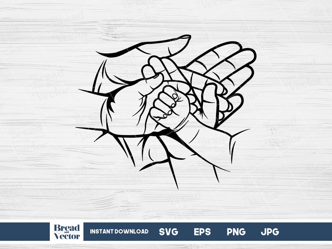 Family Hands Svg | Mom Dad and 3 Kids Holding Hands Svg | Mother Father ...