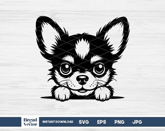 Chihuahua Peeking Dog SVG: T-shirt Vinyl Cut File (Digital Download)