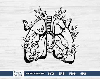 Botanische Lunge mit Schmetterlingen SVG Schnittdatei (Digital Download)