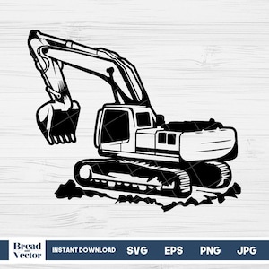 Excavator Svg Design Cut File | Excavator Vector Design | Heavy Equipment Svg | Construction Clipart | Cricut, Silhouette, Digital Download
