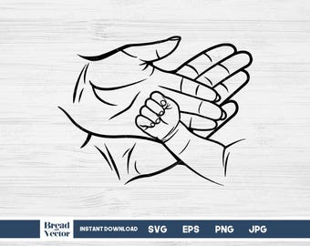 Familiehanden lijntekeningen SVG: moeder, vader, baby (digitale snijbestanden)