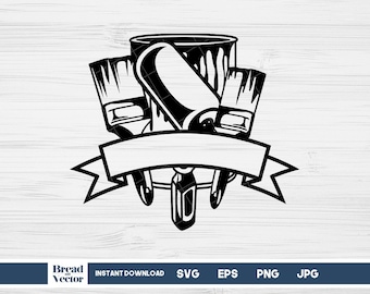 Paint Bucket Brush and Roller SVG: Text Placement Clipart (Digital Download)