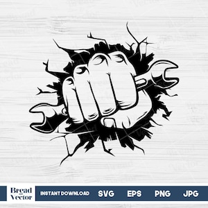 Smash Punch Wrench Fist Svg, Mechanic Clipart Design Png, Wrench Svg, Mechanic Shirt, Cutting Files, Instant Digital Download