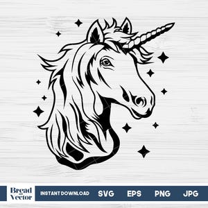 Unicorn With Stars Svg | Unicorn Clipart Design | Unicorn Tshirt Design | Unicorn Cut File | Unicorn Head Svg | Cricut | Digital Download