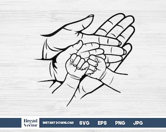 Family Hands SVG: Mom, Dad & 3 Kids Holding Hands (Digital Download)