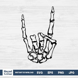 Rock On Skeleton Hands Svg, Skeleton Hands Svg,  Devils Horn Svg, Design Cut File, Cricut, Silhouette, Png, Jpeg, Eps, Digital Download