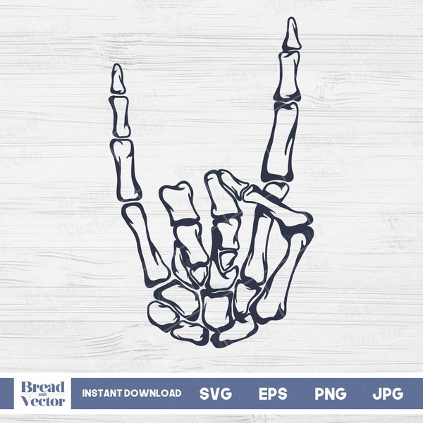 Rock On Skeleton Hands Svg | Skeleton Hands Rock On Hand Sign Svg | Devils Horn Hand Sign Svg | Rock On Skeleton Hands Tshirt Design Svg Png