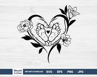 Winzige Babyfüße SVG: Neugeborenen Andenken Design Schnittdatei (Digitaler Download)