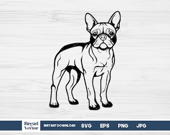 Boston Terrier Face SVG: Dog Breed Cut File (Digital Download