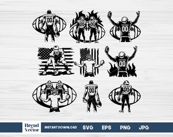 Football Player SVG Design Bundle: Sports Fan Cut File (Digital Download)