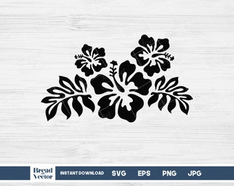 Hibiskus Blume SVG: Gumela Clipart, Hawaiische Blumen (Digitale Dateien)