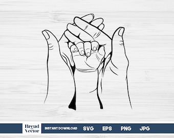 Family Hands Design Svg | Mom Dad Baby Hands Svg | Mother Father Child Hand Line Art Svg | Family Hands Digital Cut Files Tshirt Design