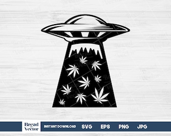 Alien Weed Entführung SVG, Cannabis Clipart Design Cut-Datei für Silhouette, Cricut, Tshirt-Design, digitaler Download