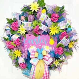 Easter Wreath, Bunny Front Door Wreath, Easter Floral Wreath, Front Door Wreath, Easter Wall Décor, Spring Deco Wreath, Bunny