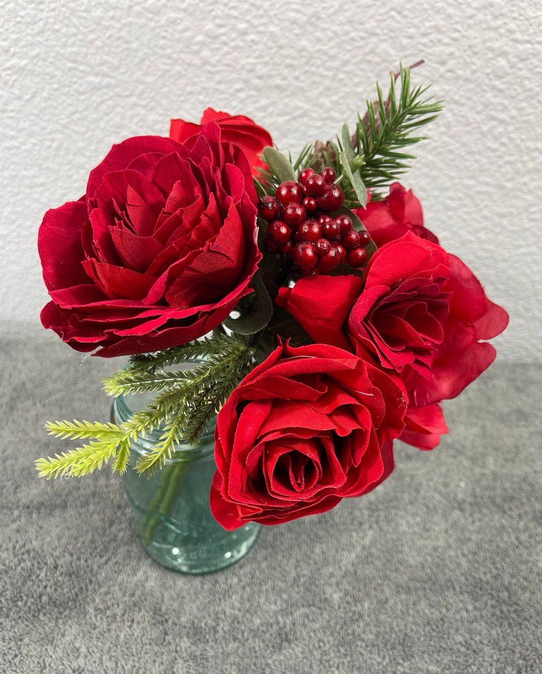 Red Floral Bundle, Rose Peony Mix Floral Bundle, 6 Stem Bundle, Mixed ...